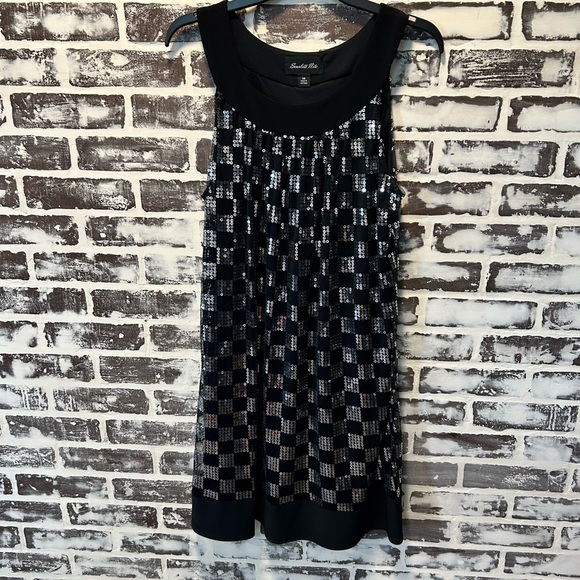 Scarlett Nite Black and Silver Sequin Sleeveless Dress Size 14 - Picture 1 of 5